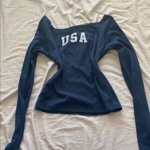 Hollister Navy Blue Off-Shoulder USA Top